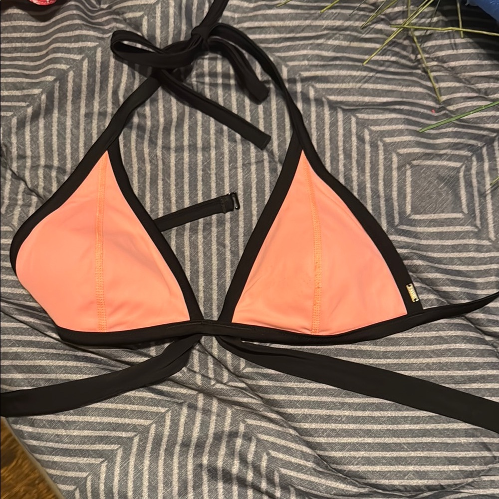 PINK Victoria's Secret Bikini Top - Coral and Black
